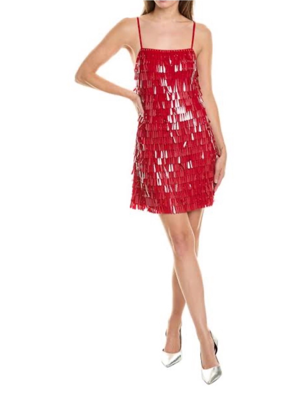 Walter Baker Red Sequin Fringe Mini Dress